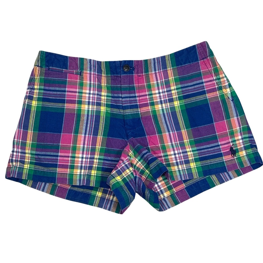 Y2K Polo Ralph Lauren Plaid Shorts Madras Preppy Coastal Nautical Women Sz 8  10